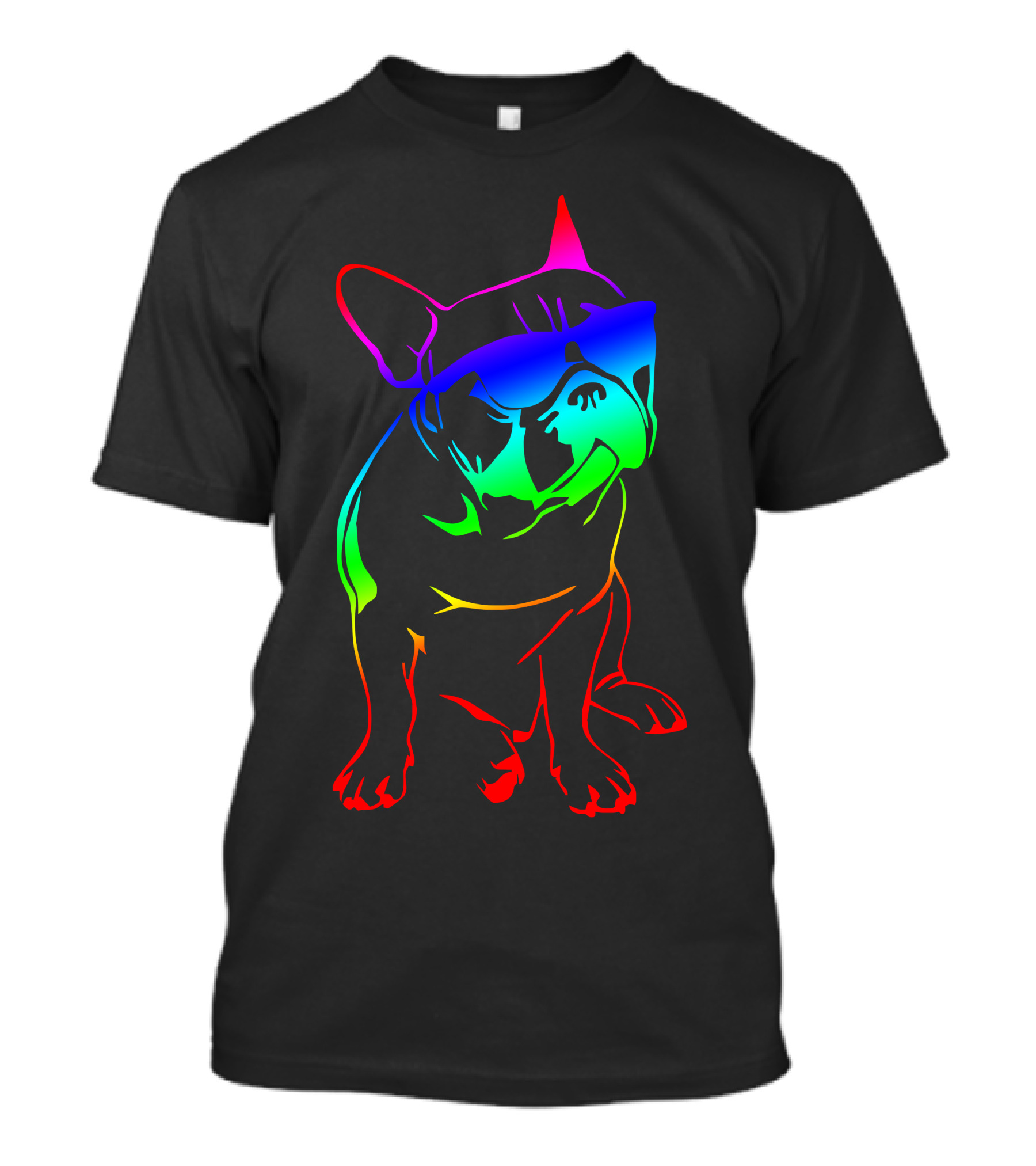 Bulldog Rainbow Sunglasses Retro Neon T-Shirt