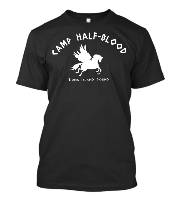 Camp Half Blood Long Island Sound Pegasus White Black Outline T-Shirt