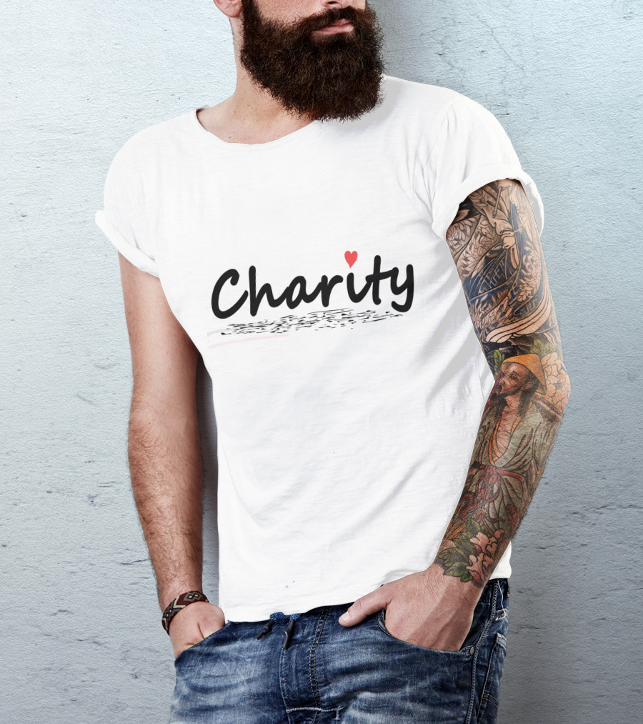 Charity Heart Symbol Love Wordmark T-Shirt