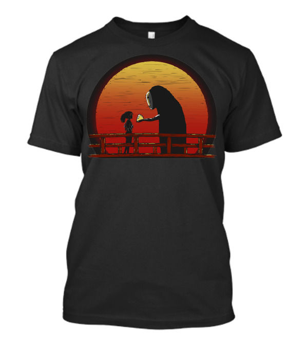 Spirited Away Chihiro And No-Face Sunset Bridge Scene T-Shirt