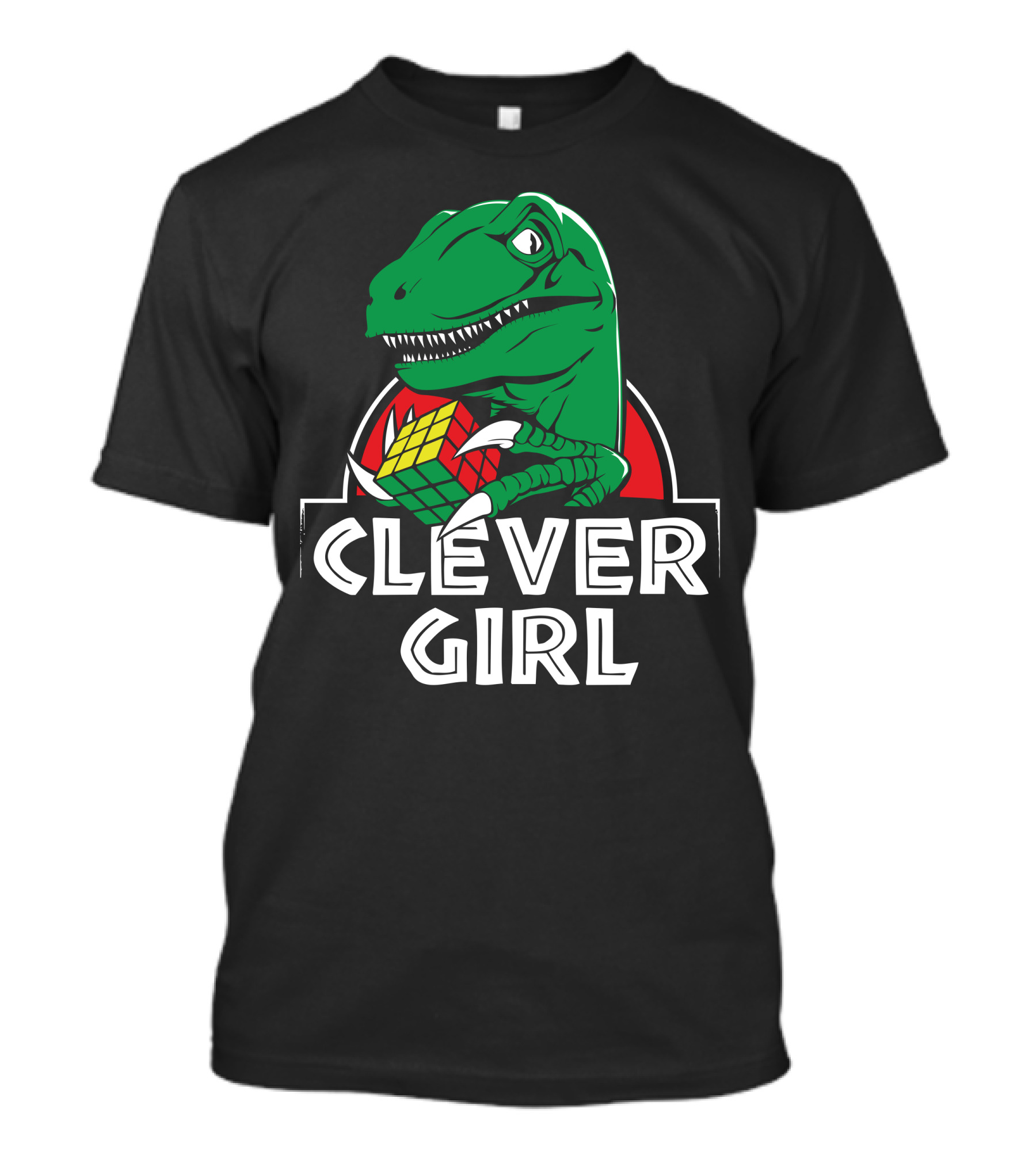 Clever Girl Dinosaur With Rubik's Cube Jurassic T-Shirt