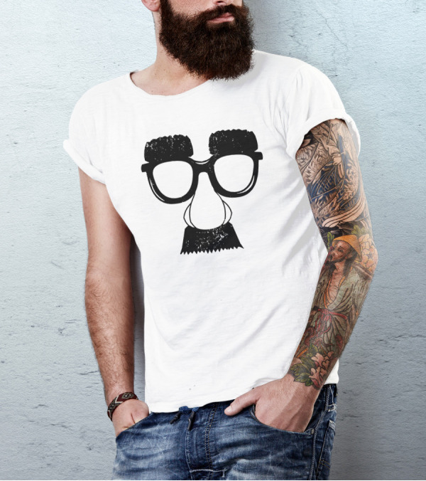 Comedy Fancy Dress Moustache Glasses Nose Disguise T-Shirt