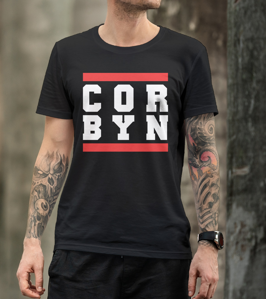 CORBYN Bold Text Red Bars T-Shirt