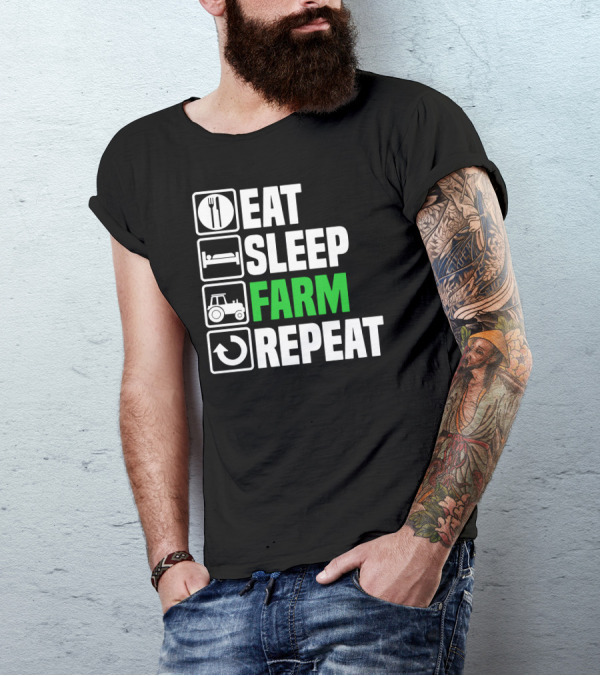 Eat Sleep Farm Repeat Tractor Cycle Iconic Sequence T-Shirt