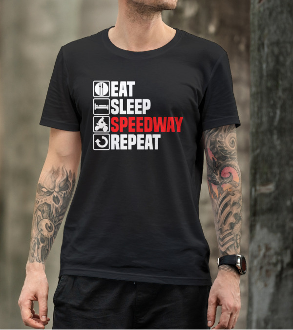 Eat Sleep Speedway Repeat Racing Lifestyle Icons T-Shirt