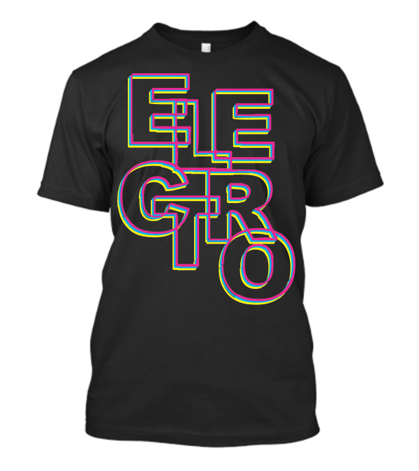 Electro Retro Neon Overlapping Typography T-Shirt