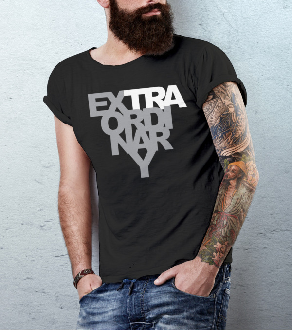 EXTRAORDINARY Bold Typography Black And White Optical Illusion T-Shirt