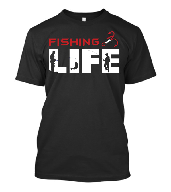 FISHING LIFE Silhouette Anglers Hook And Catch T-Shirt