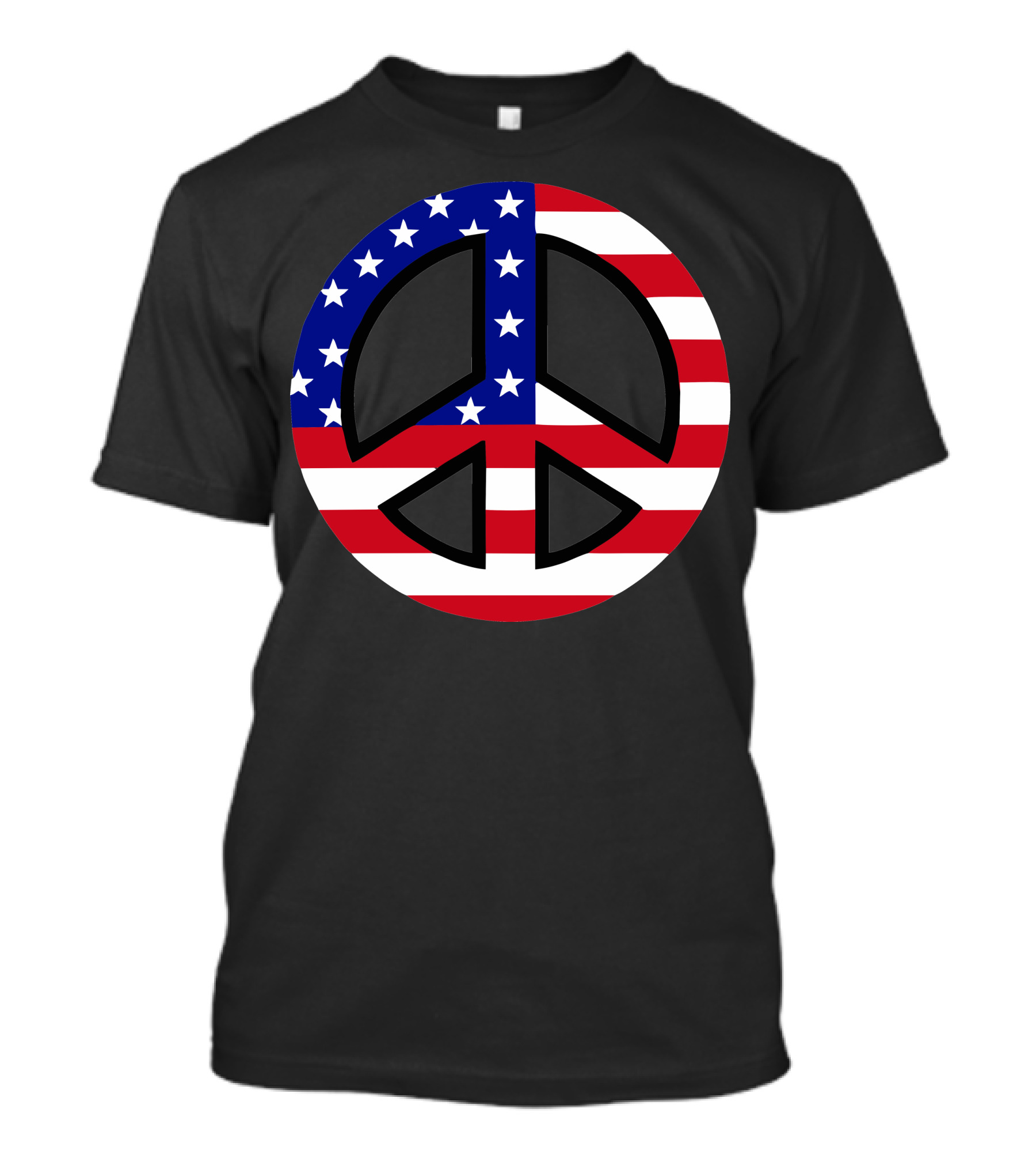 US Flag Peace Symbol Independence Day T-Shirt