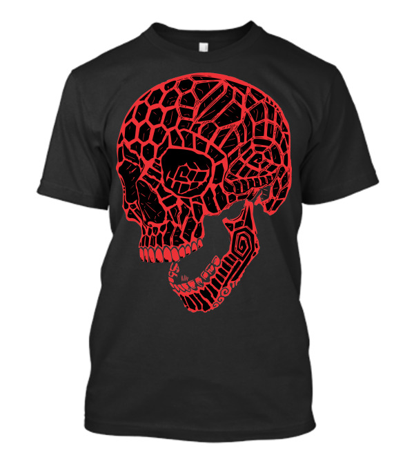 Geometric Red Skull Honeycomb T-Shirt