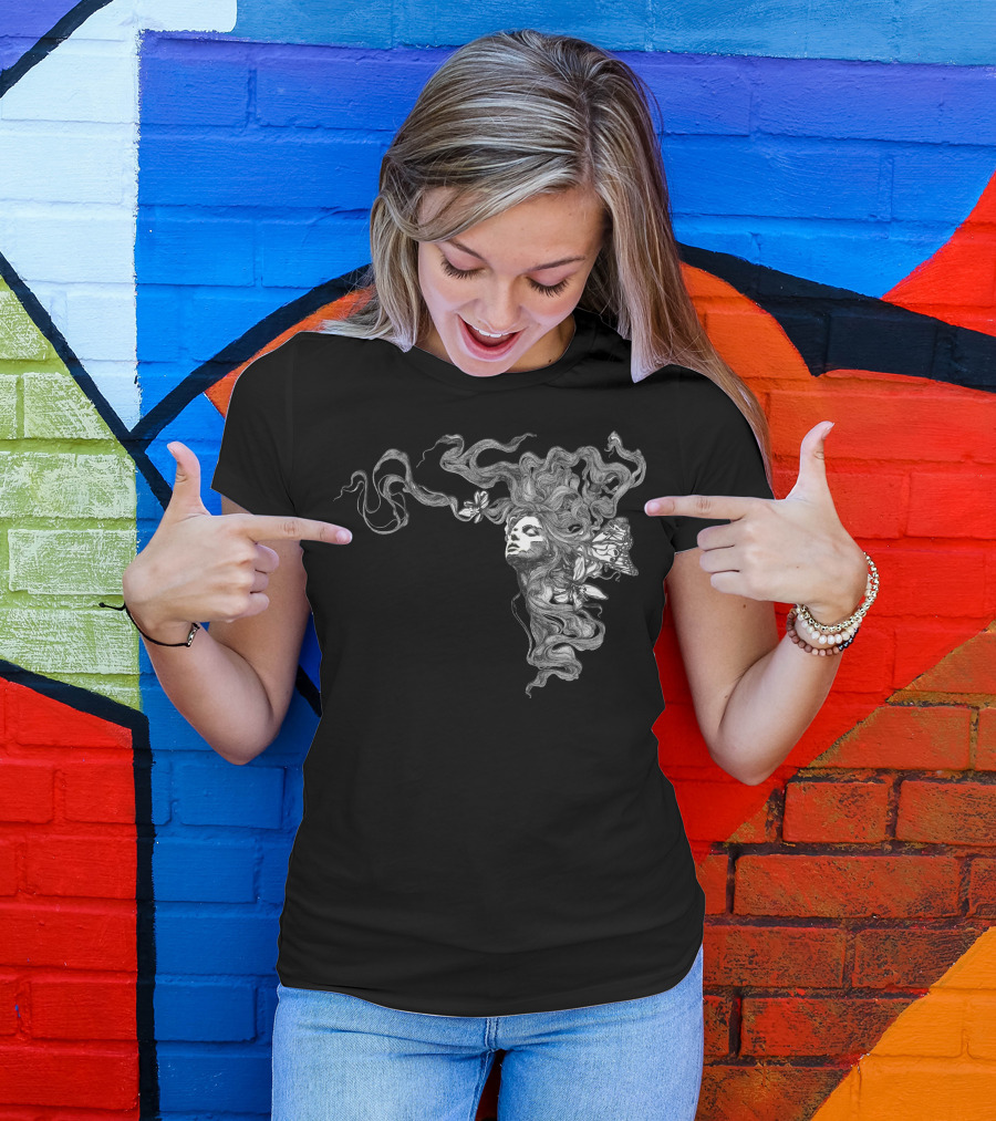 Girl Butterfly Head Flowing Hair Butterflies T-Shirt