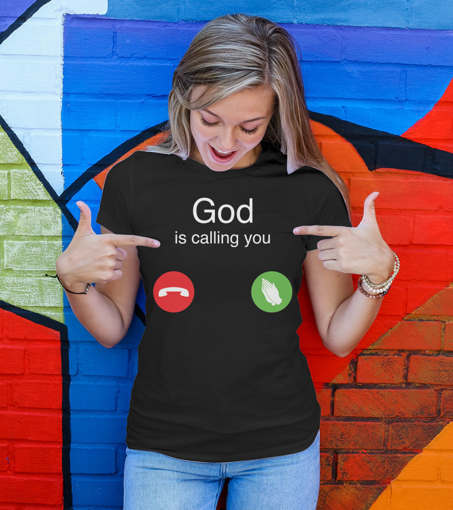 God Is Calling You Phone Icons Prayer Hands T-Shirt