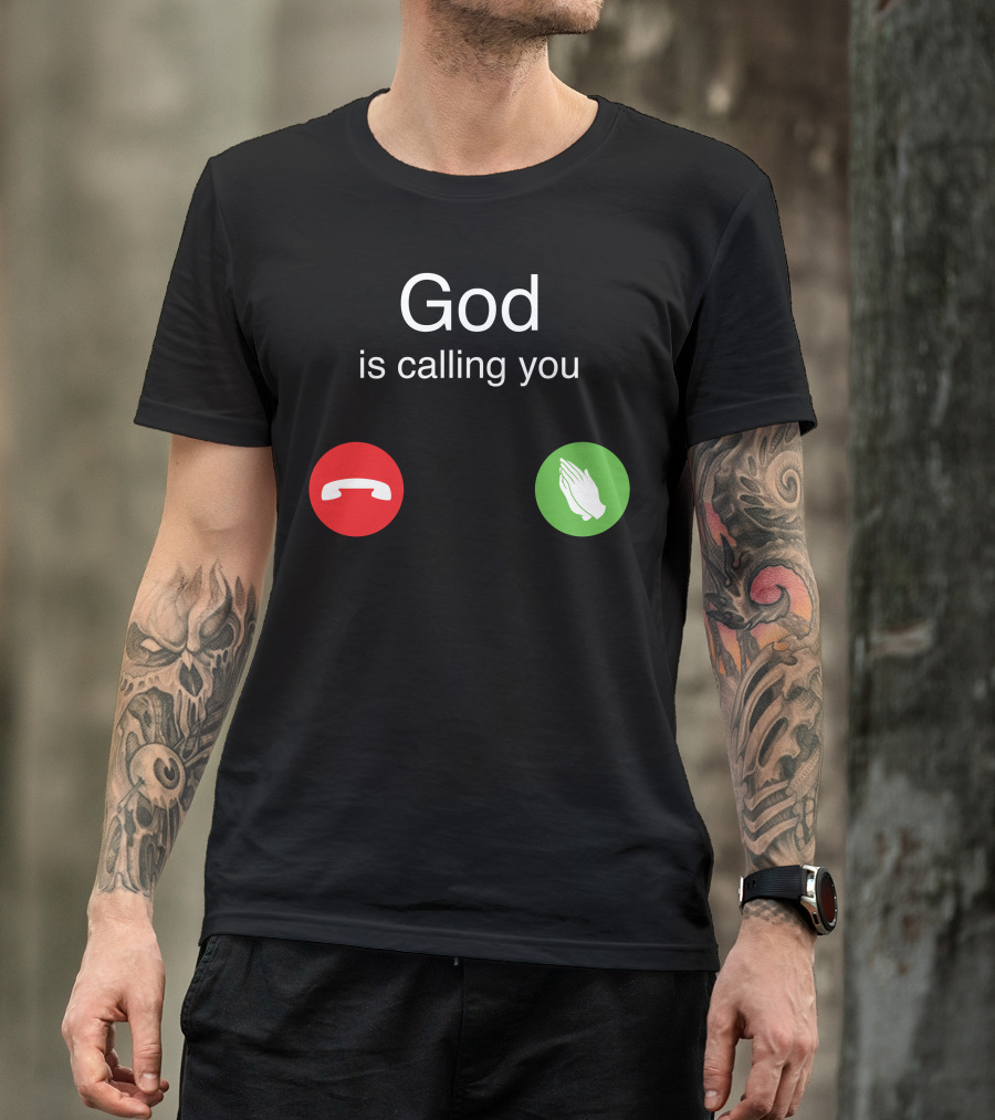 God Is Calling You Phone Icons Prayer Hands T-Shirt