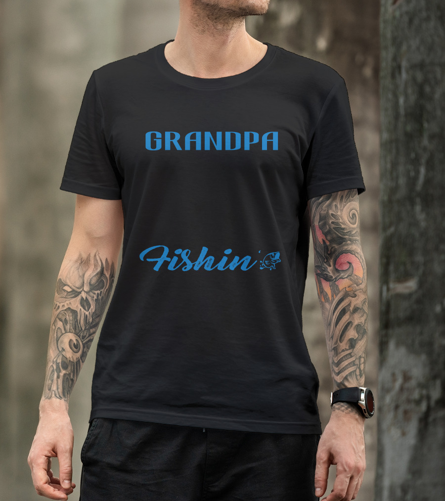 GRANDPA IS MY NAME FISHIN IS MY GAME FISHING CIRCLE ANCHORS T-Shirt