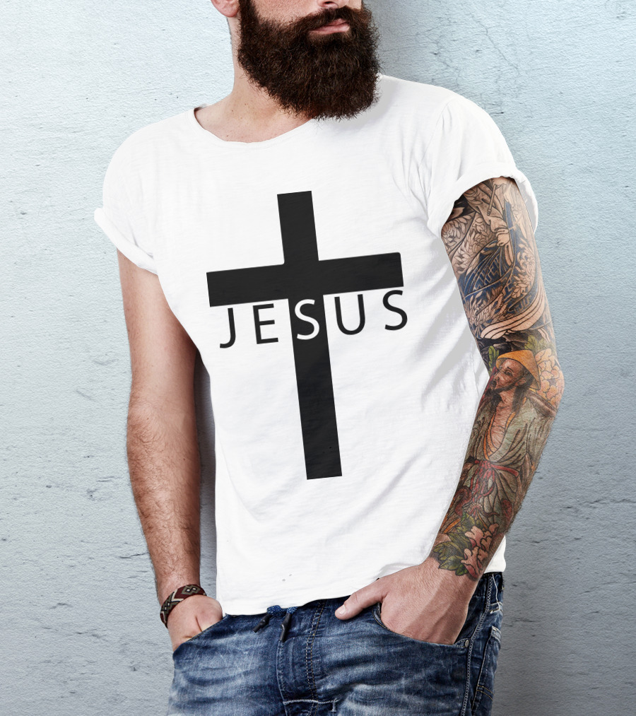 Jesus Cross Symbol With Textual Alignment T-Shirt