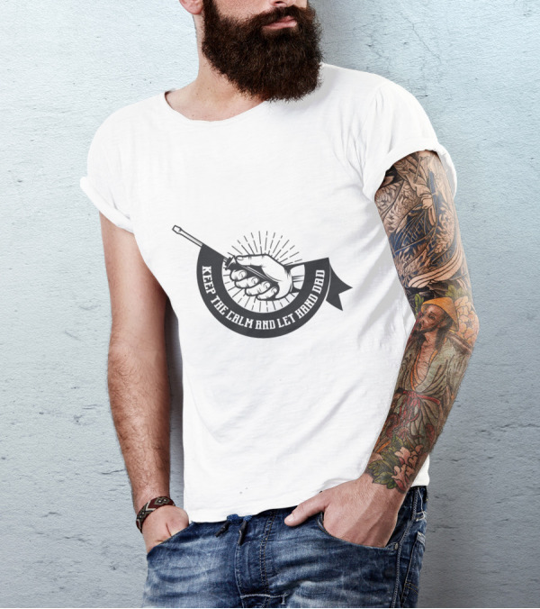 Keep The Calm And Let Hand Dad Handshake Banner T-Shirt