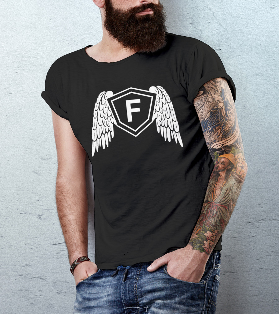F Letter Crest With Wings Emblem T-Shirt