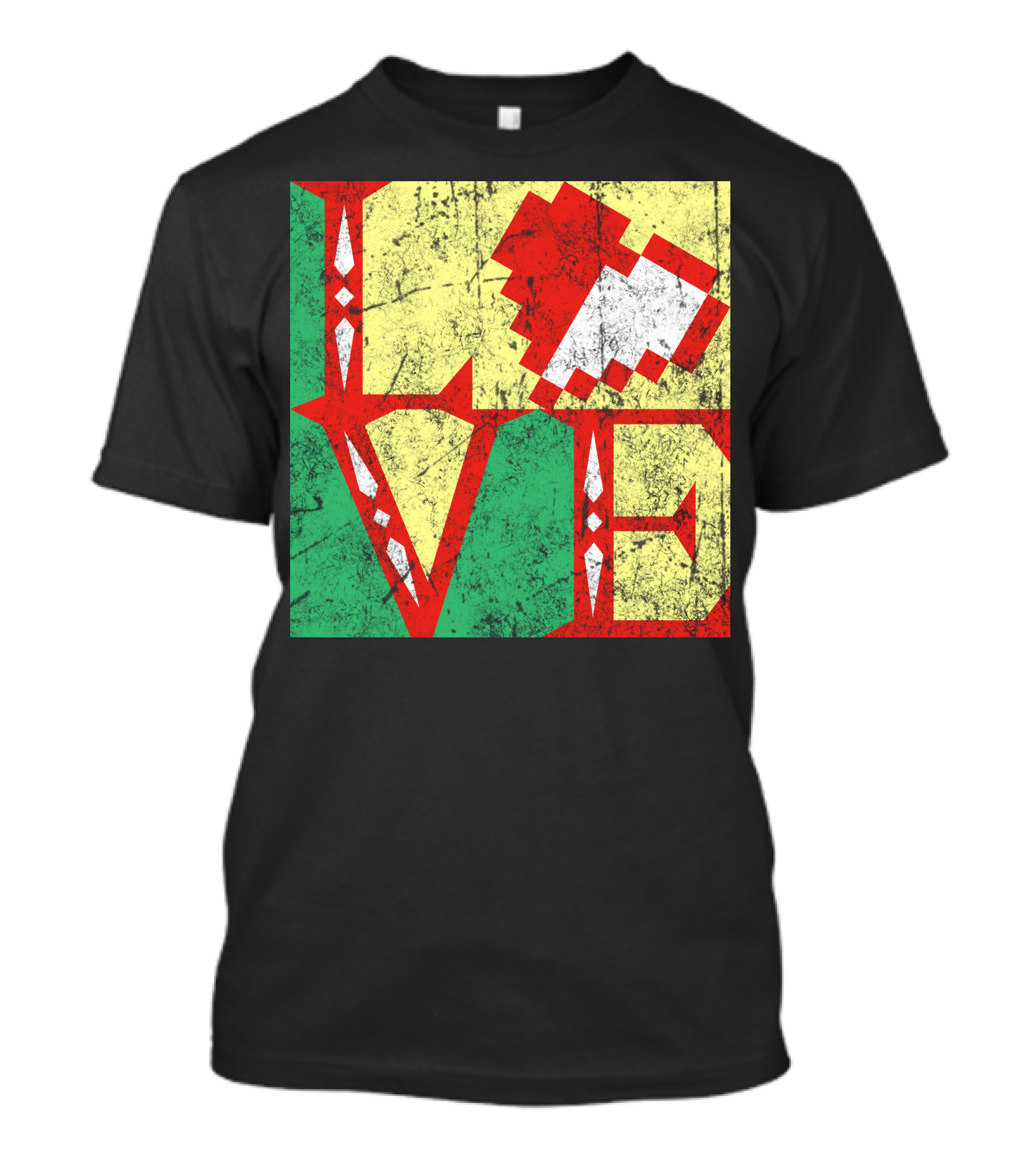 LOVE Pixelated Sword And Shield Icon T-Shirt