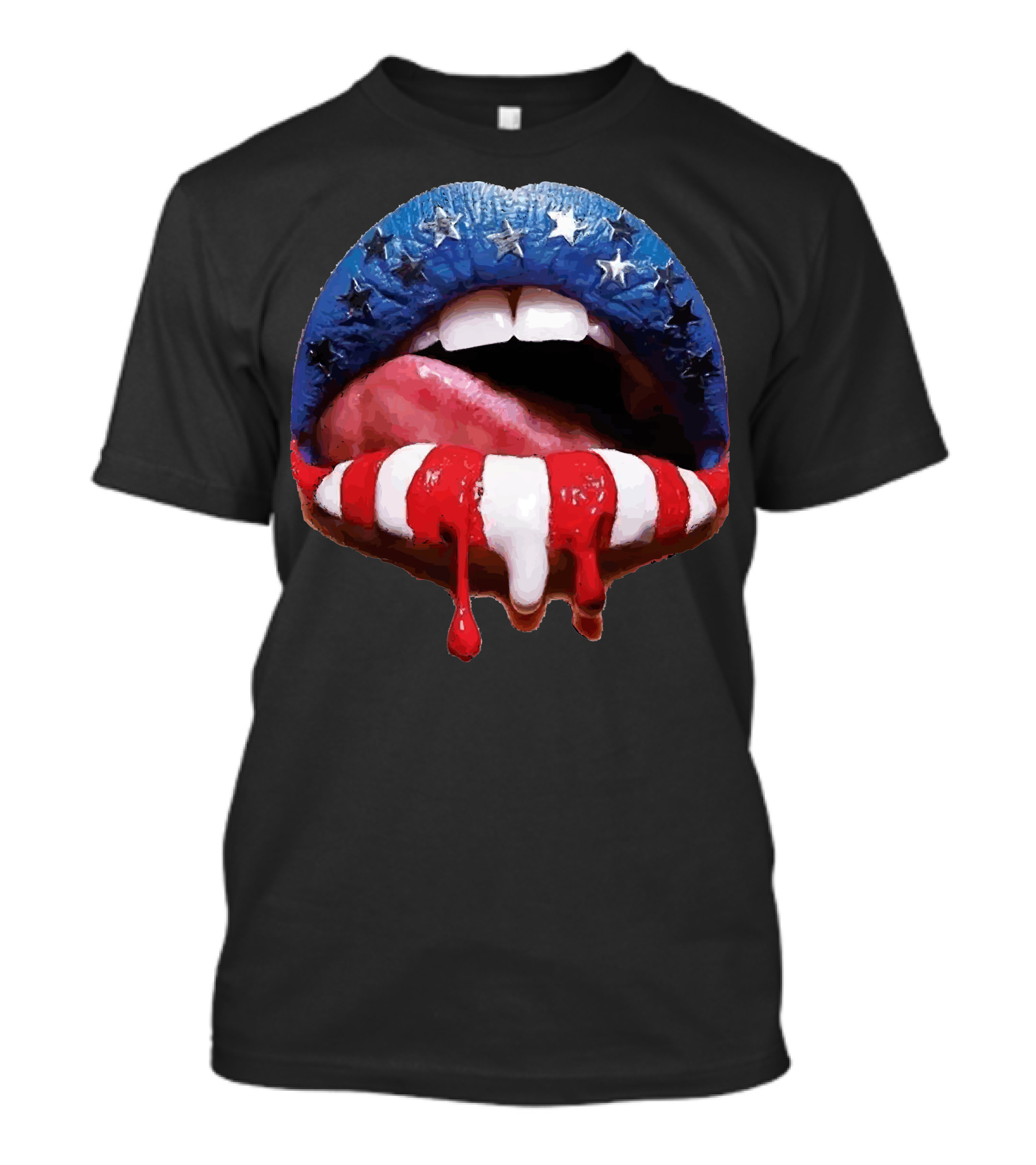 Independence Day American Flag Lips Patriotic T-Shirt