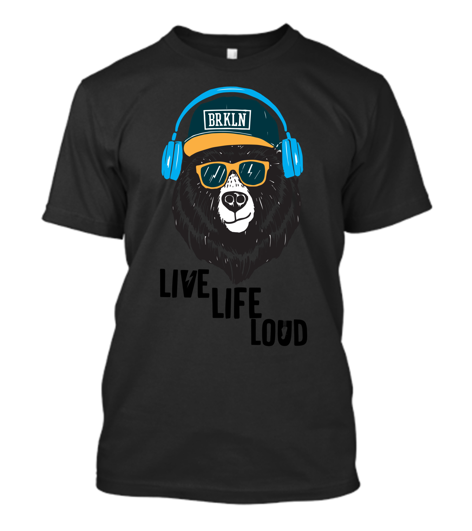 Live Life Loud Brklyn Bear Headphones Sunglasses T-Shirt