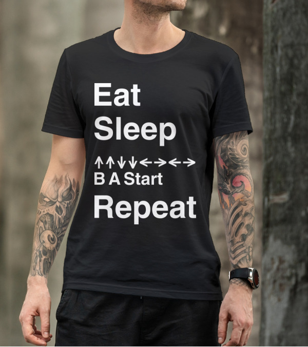 Eat Sleep Konami Code Repeat T-Shirt