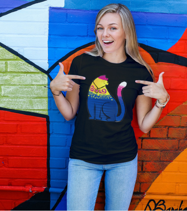 Majestic Neon Cat With Vibrant Colorful T-Shirt