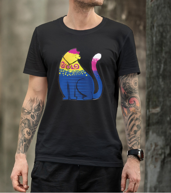 Majestic Neon Cat With Vibrant Colorful T-Shirt