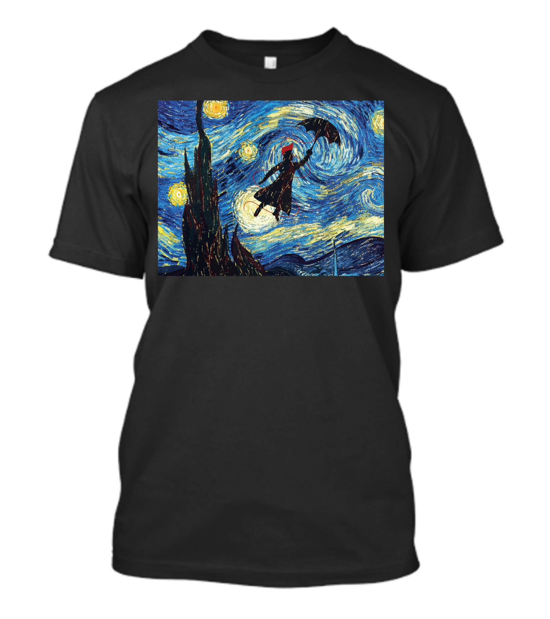 Mary Poppins Van Gogh Starry Night Crossover Scene T-Shirt