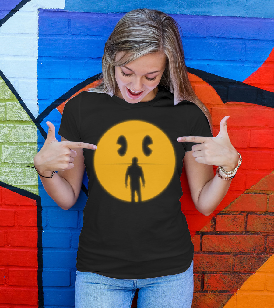 My Son Pac-Man Silhouette Against Yellow Maze Sphere T-Shirt
