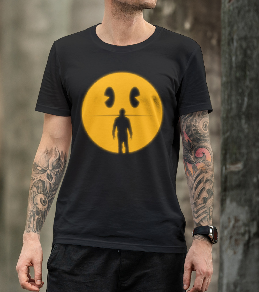 My Son Pac-Man Silhouette Against Yellow Maze Sphere T-Shirt