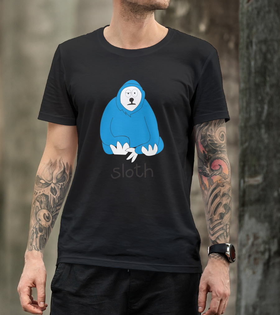 Blue Sloth Illustration With Text Sloth T-Shirt