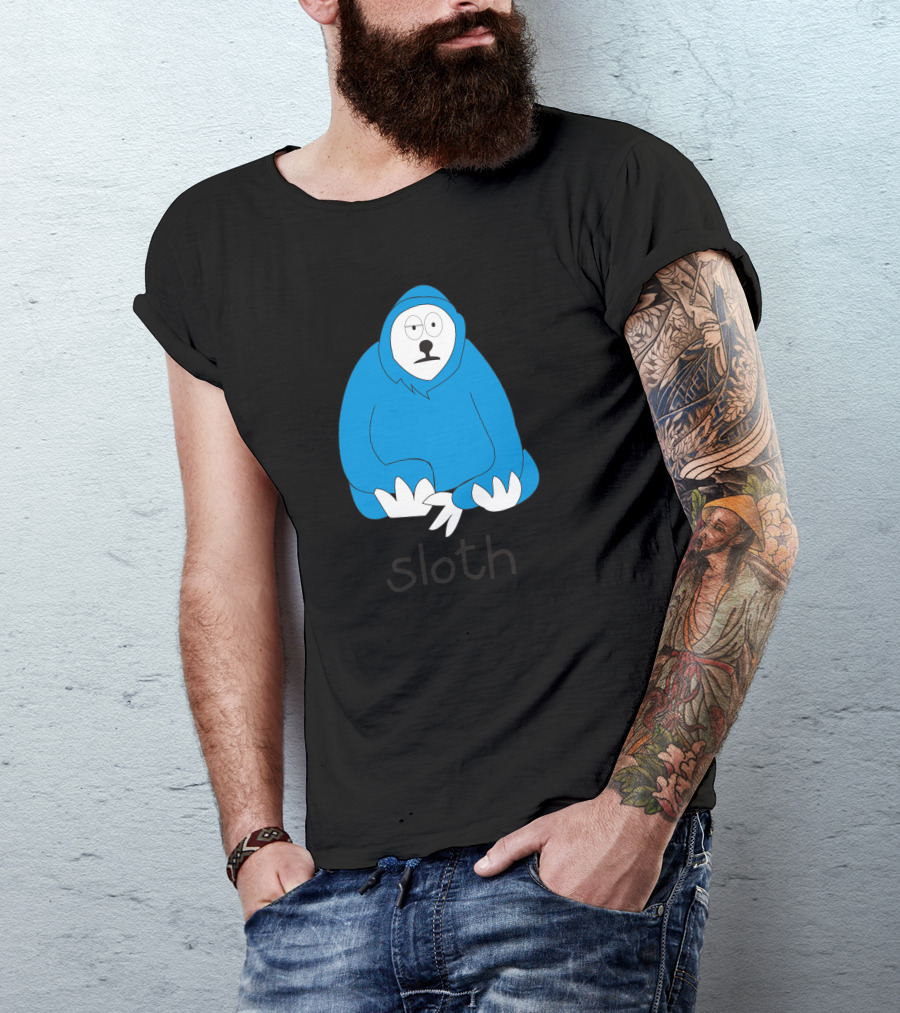 Blue Sloth Illustration With Text Sloth T-Shirt
