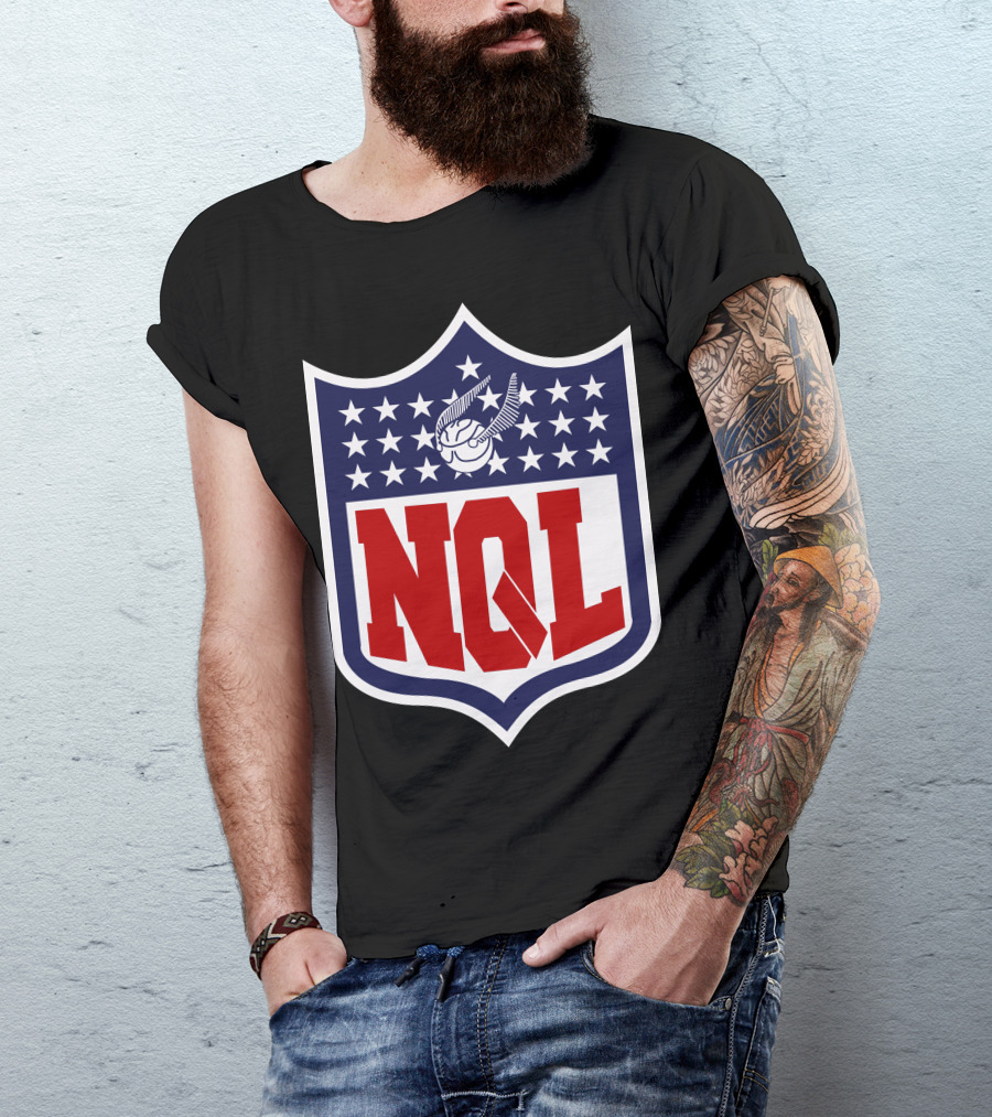 NQL Logo Parody With Flying Ball And Stars T-Shirt