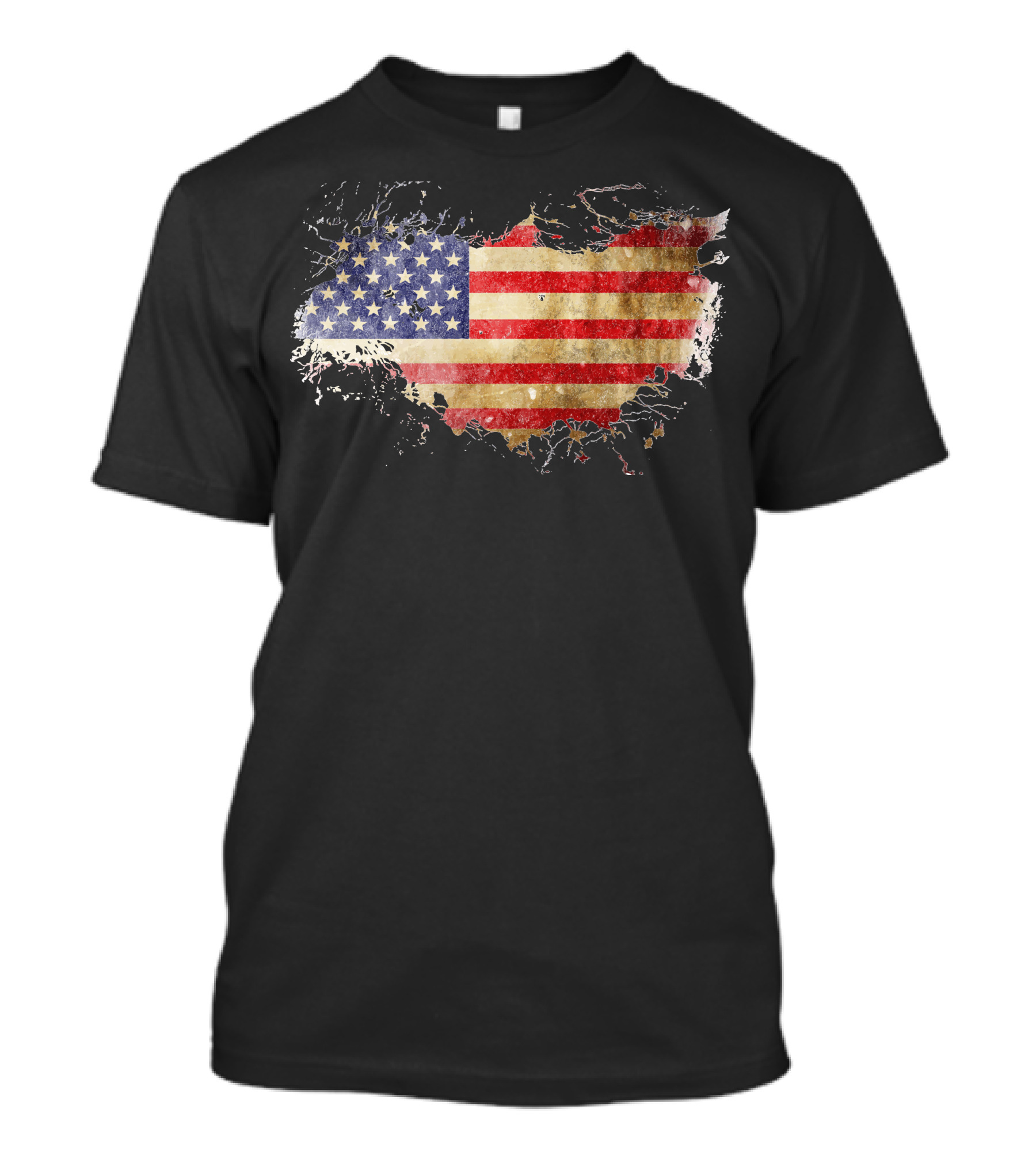 Old American Flag Map Design Vintage Rustic T-Shirt