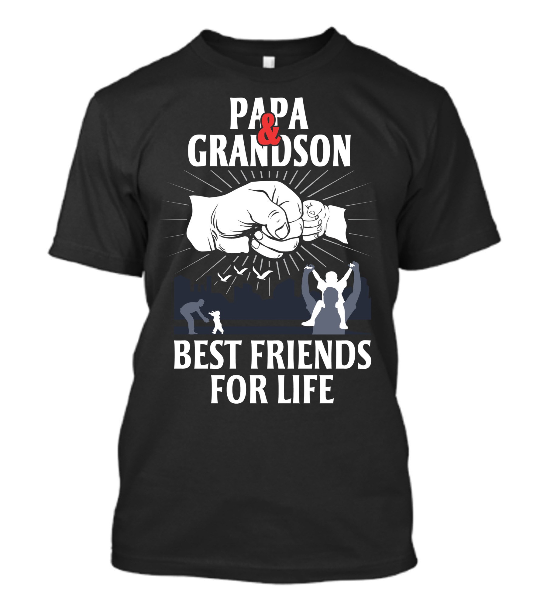 Papa And Grandson Fist Bump Best Friends For Life Bond T-Shirt