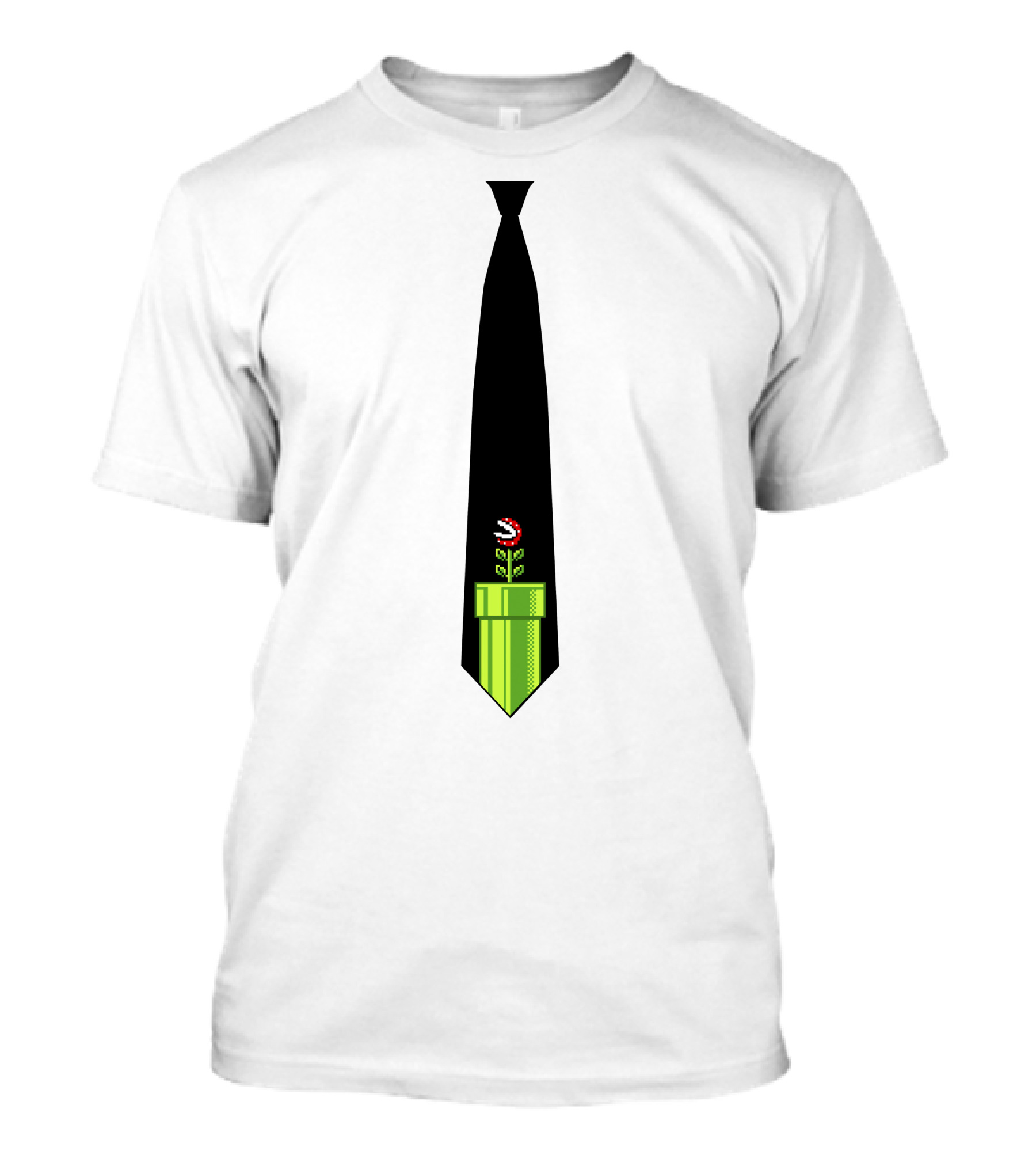 Piranha Plant Black Tie Retro Pipe T-Shirt