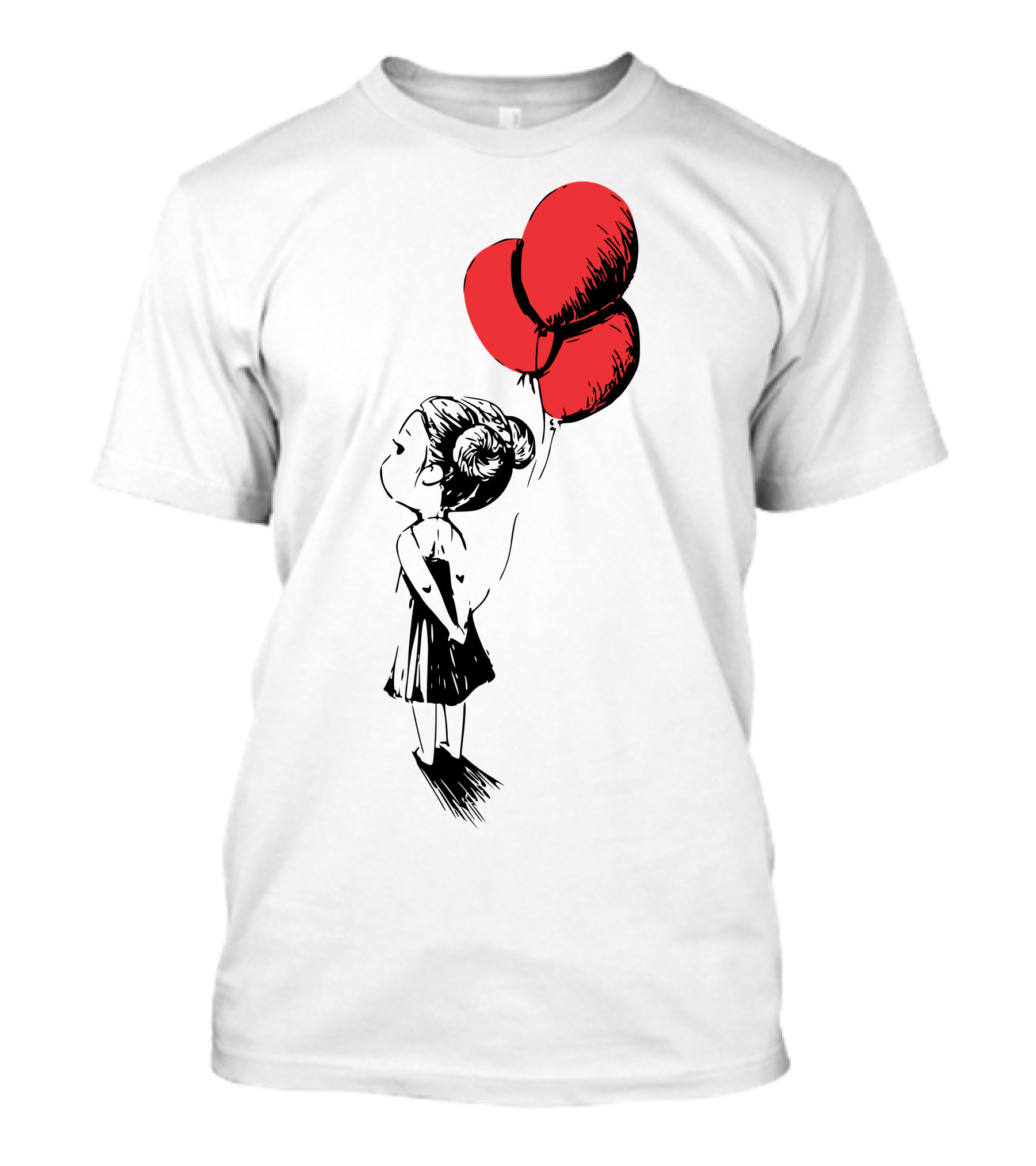 Red Balloons Girl Holding Three Balloons T-Shirt
