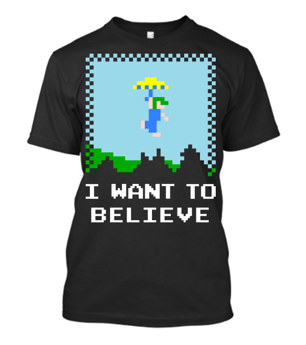 I Want To Believe Retro Parachute Pixel T-Shirt