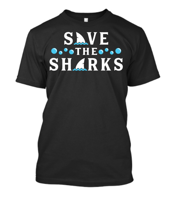 Save The Sharks With Shark Fins And Blue Bubbles T-Shirt