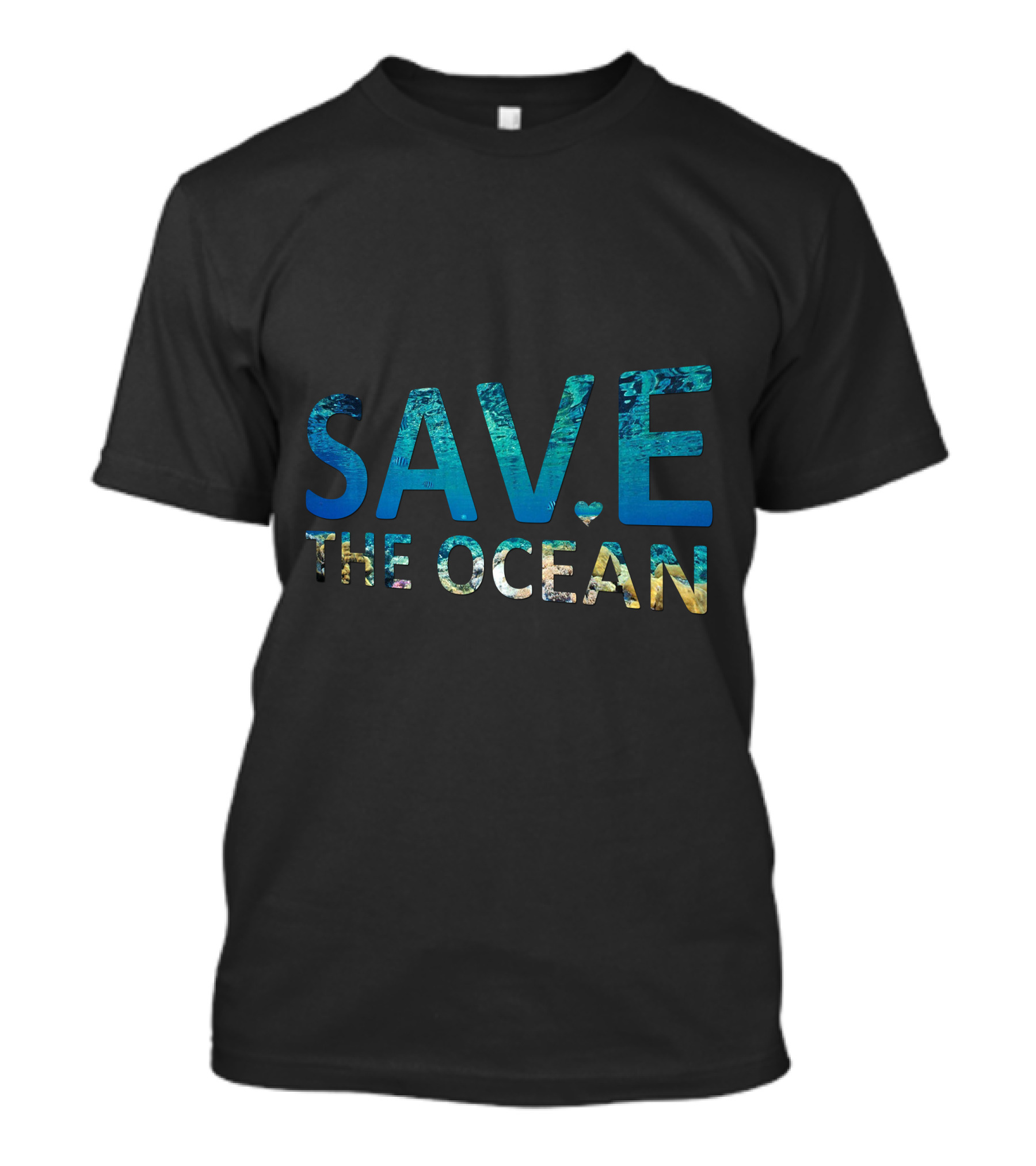 SAVE THE OCEAN Heart Blue Water Texture T-Shirt