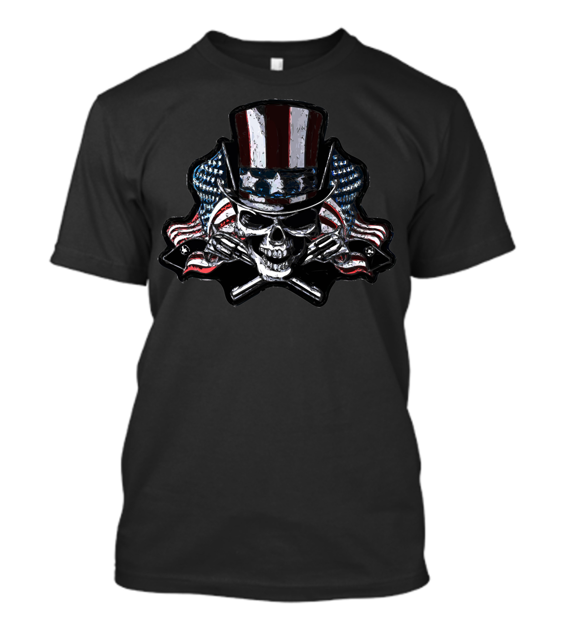 Skull Uncle Sam American Flag Guns T-Shirt