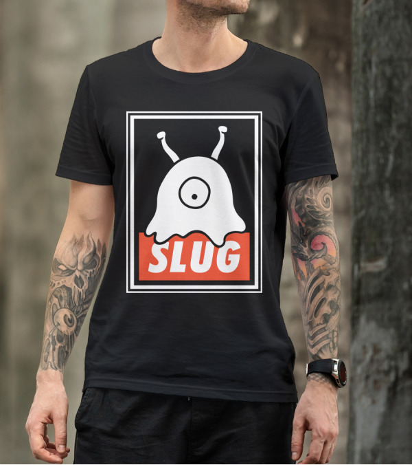 Slug Cyclops Creature With Iconic Antennae In Bold Black And Red Framed T-Shirt