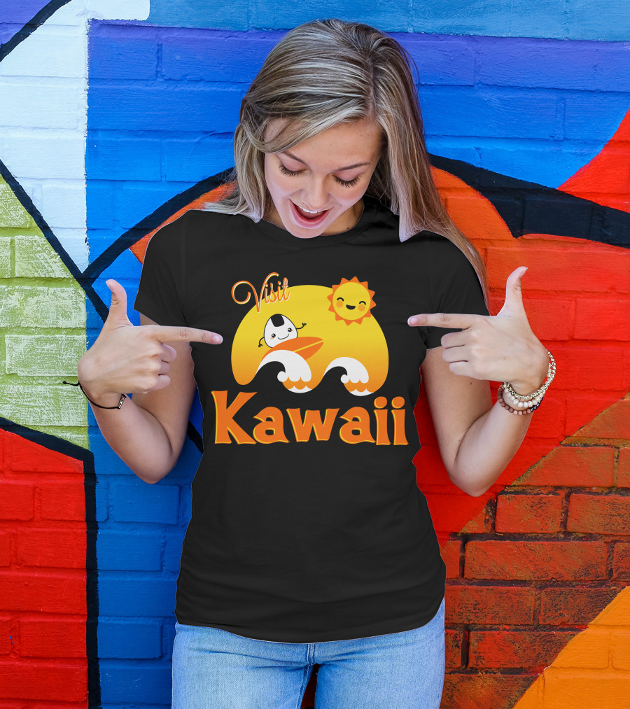 Visit Kawaii Surfing Sunshine And Waves T-Shirt