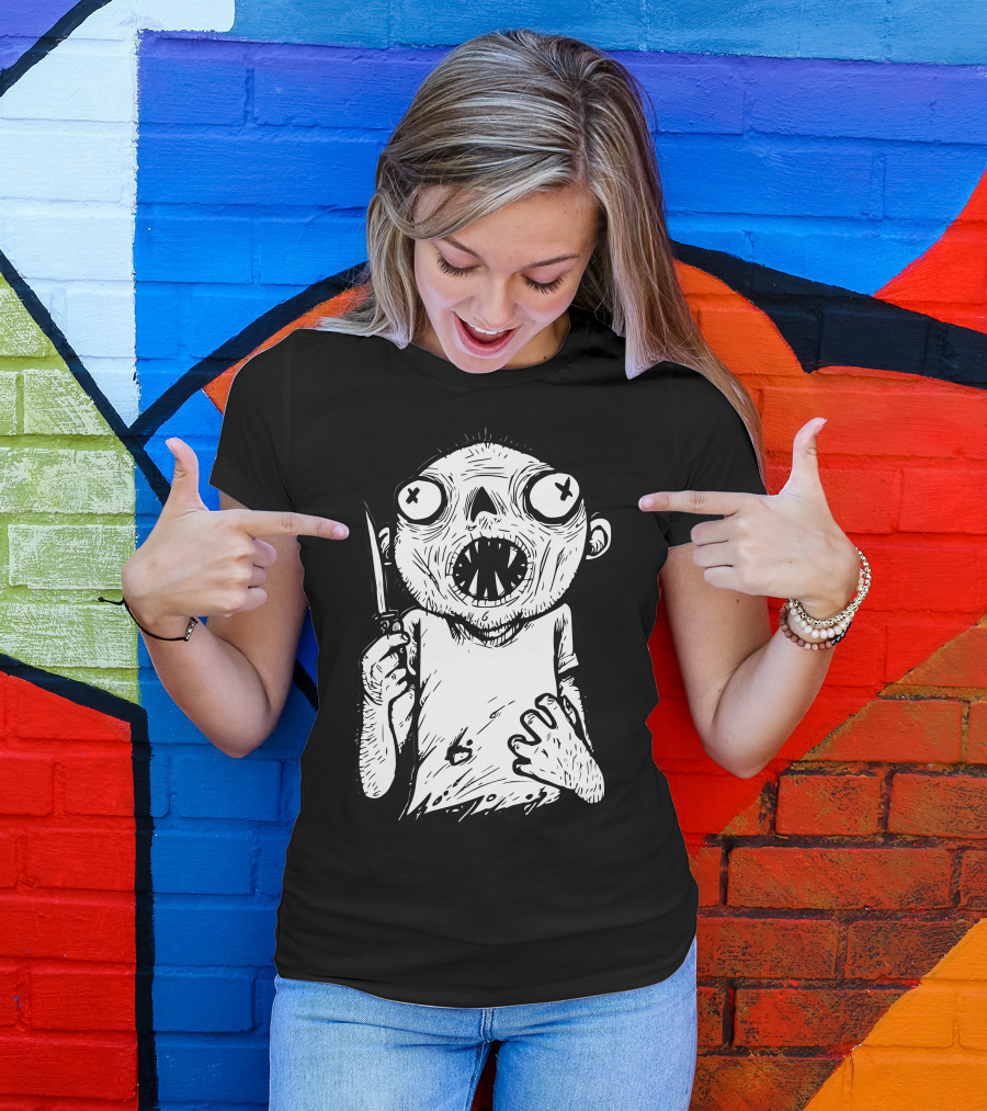 Zombie Knife Creature Holding Dagger T-Shirt