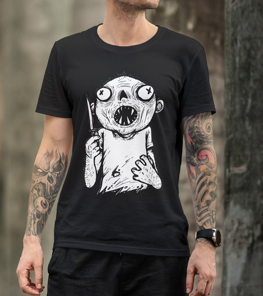 Zombie Knife Creature Holding Dagger T-Shirt