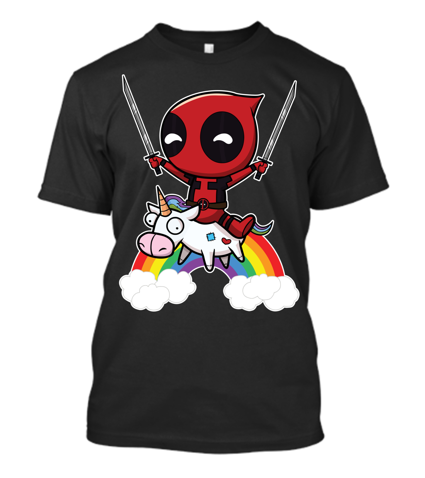 Deadpool Riding The Unicorn With Rainbow T-Shirt