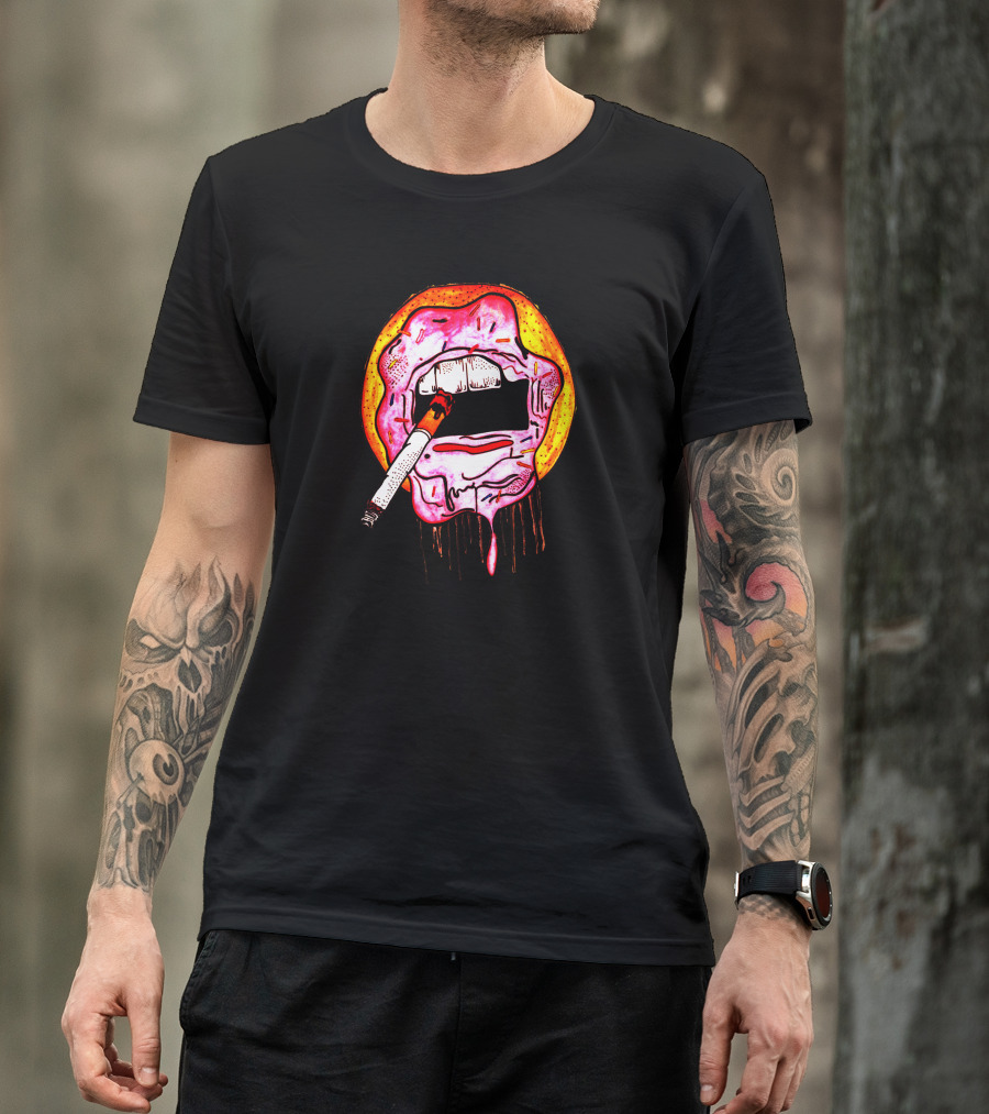 Smoking Lips Melting Dripping Cigarette Mouth T-Shirt
