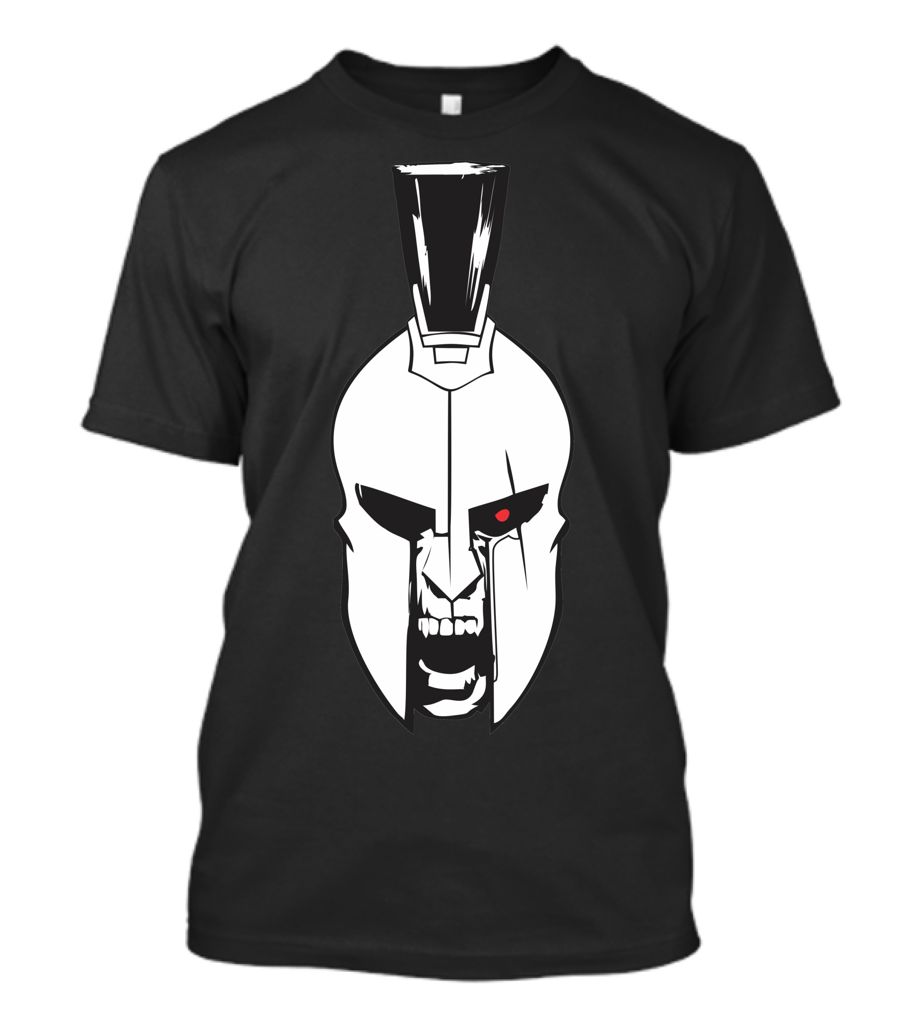 Spartan Rage Intense Warrior Helmet Icon With Fierce Expression And Red Eye T-Shirt