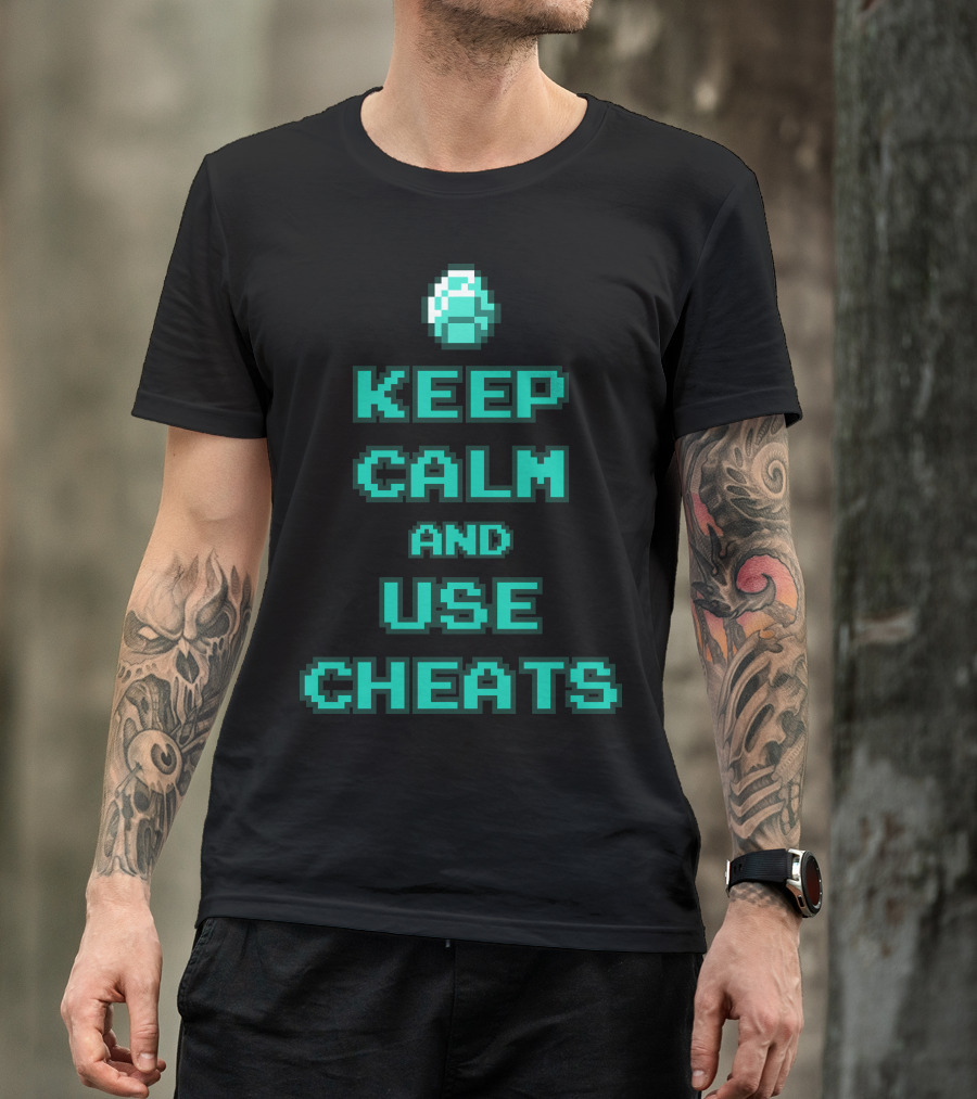 KEEP CALM AND USE CHEATS Pixel Art Gaming Egg T-Shirt