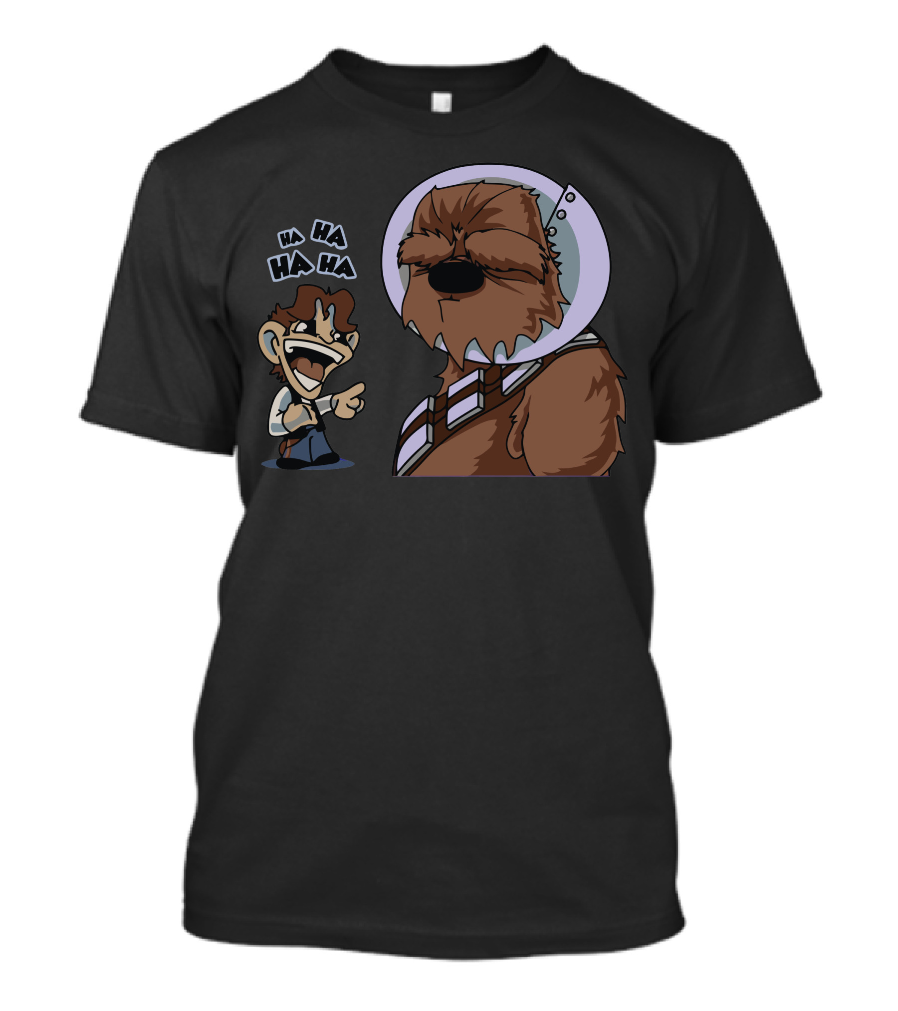 Chewie Wearing Cone Of Shame While Being Laughed At With Ha Ha Ha T-Shirt